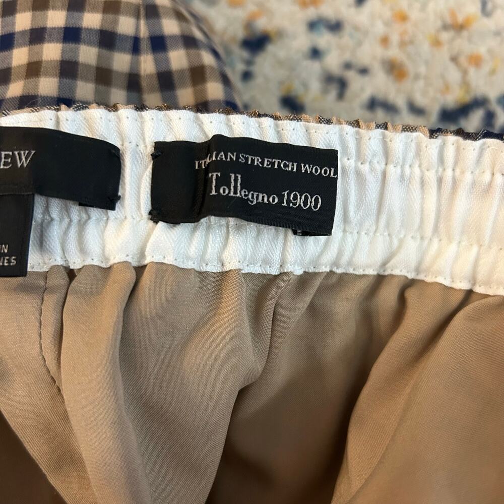 J.‎ Crew Tie-Waist Straight-Leg Pants Honey Plaid Italian Wool Womens 16 - Picture 4 of 7